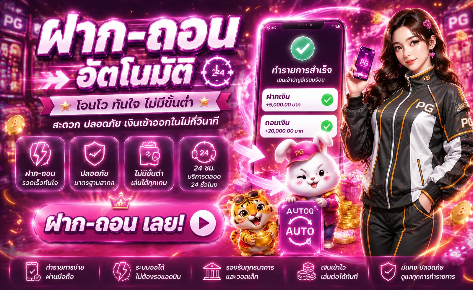 แบนเนอร์ ALLSLOT WALLET ฝากถอนออโต้และสถานะรายการ